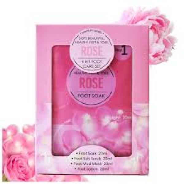 ROSE 4 in 1 Foot Care Set (Foot Soak , Scrub, Mud Mask, Lotion)