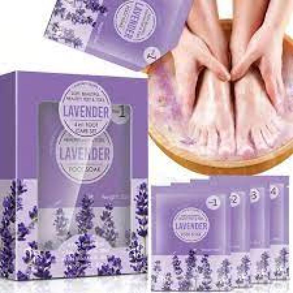 LAVENDER 4 in 1 Foot Care Set Food Soak, Scrub, Mud Mask, Lotion